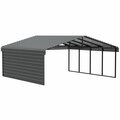 Arrow Storage Products Galvanized Steel Carport, W/ 1-Sided Enclosure, Compact Car Metal Carport Kit, 20'x20'x7', Charcoal CPHC202007ECL1